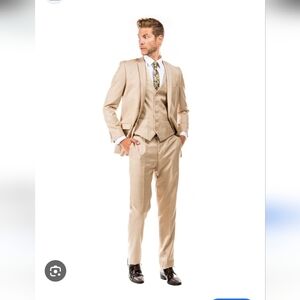 Tazio Beige Slim Fit Executive Suit 3 Piece NEW